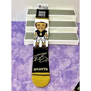 Men's Bare Feet Drew Brees New Orleans Saints Signing Bonus Crew Socks Size: Lg